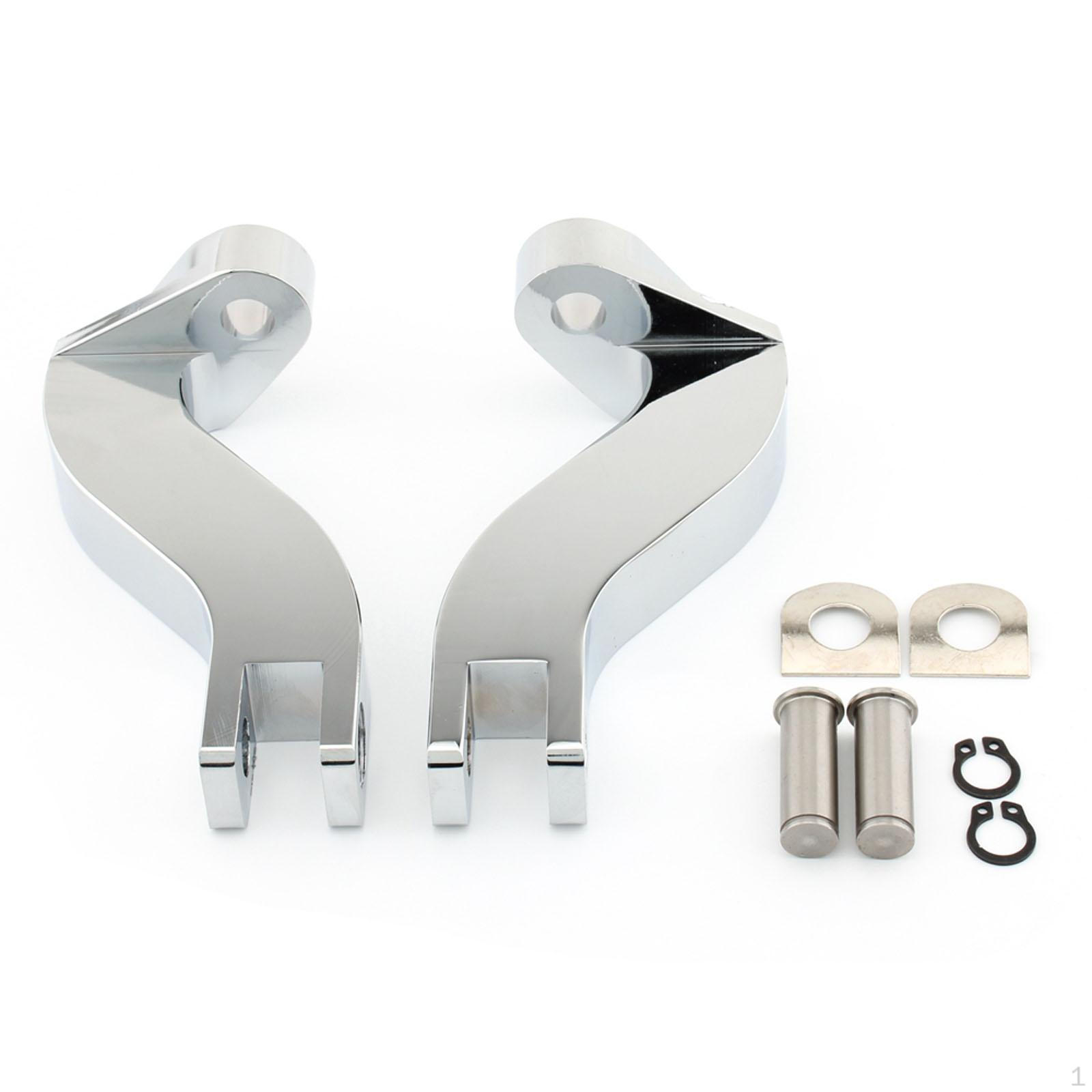 1 Pair Motorcycle Passenger Foot Pegs Mount, Peg Support Replacement, Rear Bracket Plating Silver
