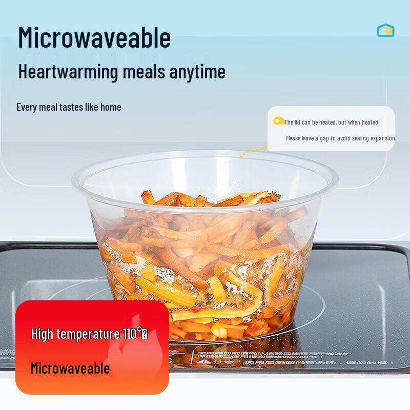 Wutian 1000ml Runde Einweg-Lebensmittelbehälter mit Deckeln (50er Packung)