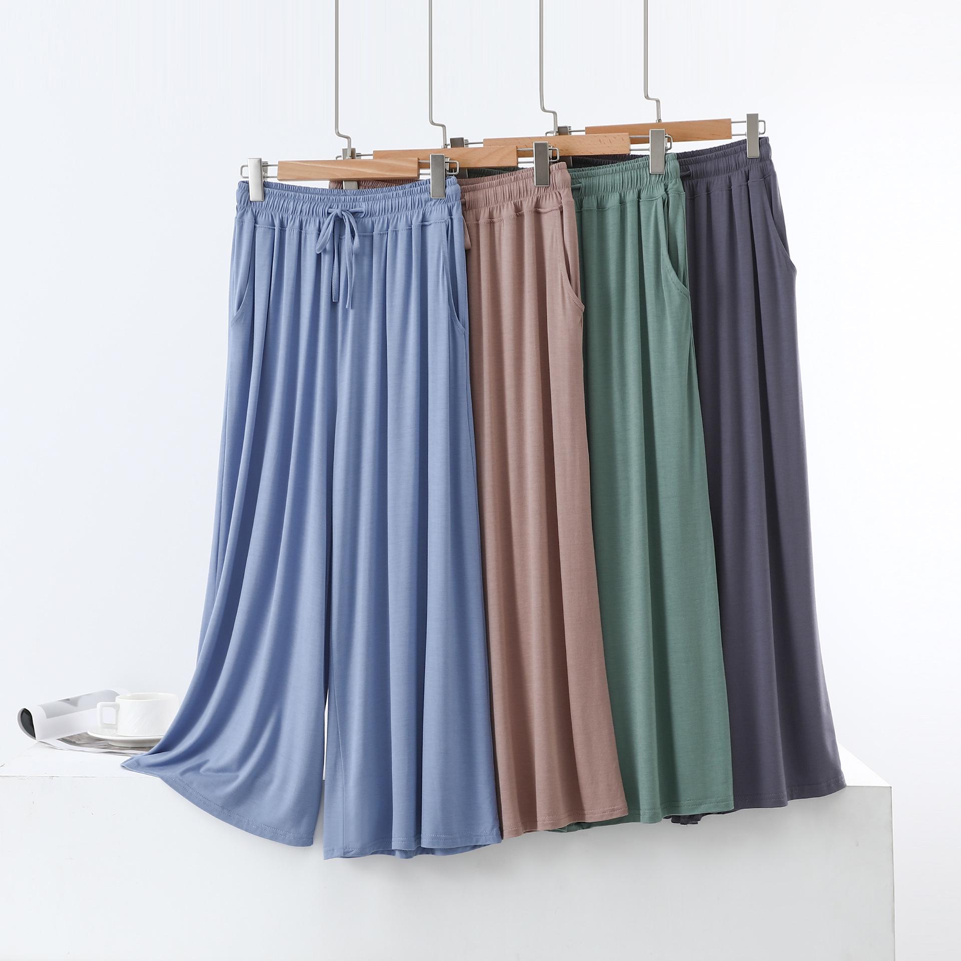 

Plus Size High Waist Korean Style Modal Cotton Wide Leg Pants with Pockets L