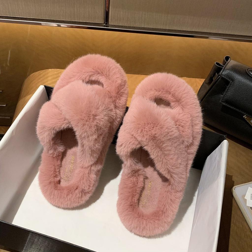 Welfare payment · · Thick bottom non-slip fluffy slippers women's winter cotton slippers women's autumn indoor home senior feeling