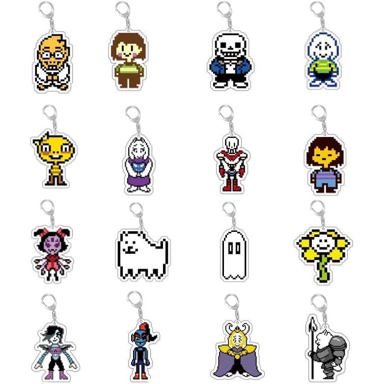 Anime Undertale Keychains Set Acrylic Keychains Straps Cute Accessories Bag Decoration Anime Characters Kids Gift Compact Present Birthday Goods