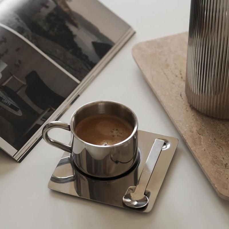 175ml Bürotassen Teetassen-Set Nordisches Design aus Metall Kaffeetassen Minimalistisches Kaffeeset