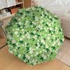 1PC Floral Pattern Green Background Umbrella-8-Rib Reinforced Portable Folding Travel Suitable for All Seasons Outdoor Daily Use-G3
