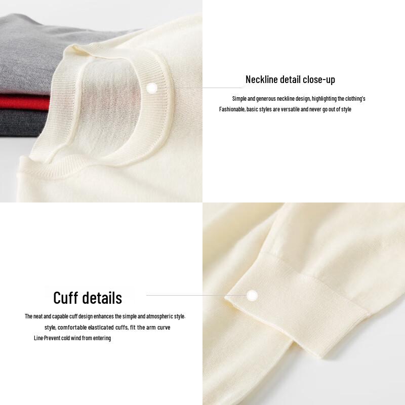 Hengyuanxiang Women's Fine Wool Pullover Base Layer Sweater