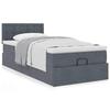 Exclusive House - Ottoman Bed Frame with Dark Grey Mattress 100x200 Cm Velvet