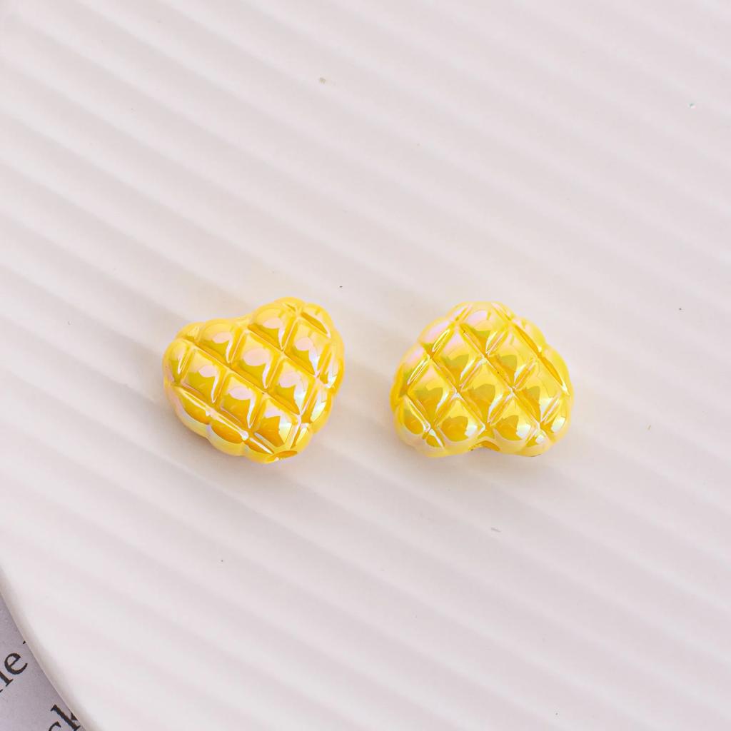 TX07 5Pcs Candy Waffle Pentagram Rhombus Love Pineapple Acrylic Charm Bead Handmade Straight Hole DIY Accessories Trend Bracelet