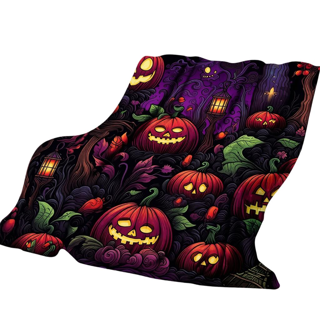 Halloween Flannel Blanket - Scary Throw for Couch, Sofa, Bed, Indoor Outdoor Home Decor