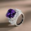 2026 Rechteckiger Lila Zirkon Offener Ring Damenmode Temperament Promi Bankett Hand Schmuck