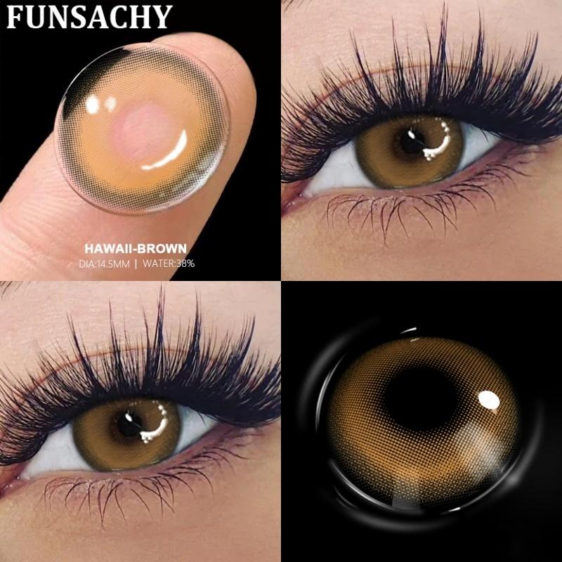 FUNSACHY 1pair Colored Pupils for Eyes Natural Brown Big Eyes Contacts Cosmetic Gray Eye Color Lens Blue Lenses for Woman Yearly