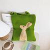 Green Crochet Bag Handmade Knitted Tote Bag Portable Weave Shoulder Bag  Girls