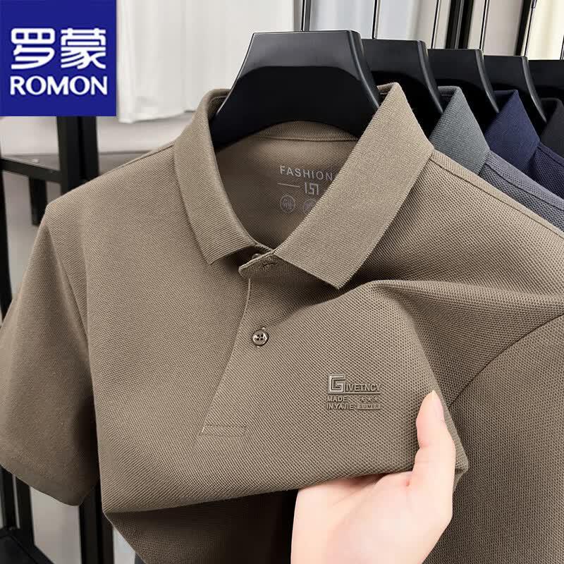 

ROMON Men s Summer Lapel Polo Shirt L