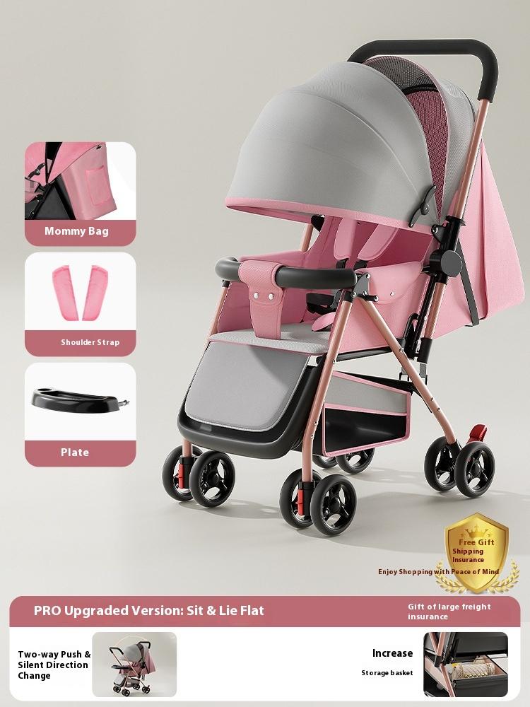 Stroller stroller can sit and lie down 0 to 3 years old, lightweight and foldable one-click collection, children's four-wheel baby walker stroller