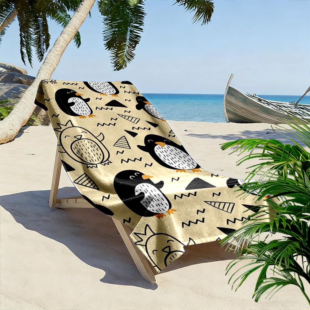 Cartoon Penguin Pattern Beach Towel Beach Towel Quick-drying for Travel Outdoor Sports Jogging Beach and Swimming