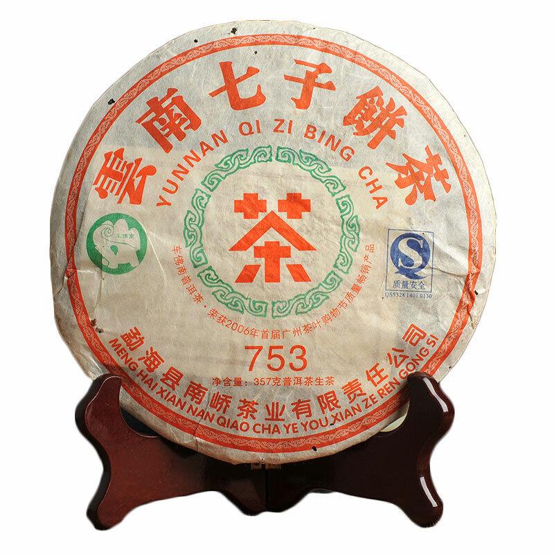 Nanqiao 753 Menghai CheFoNan Yunnan Qi Zi Bing Cha Pu-erh tekake 2007 357g rå