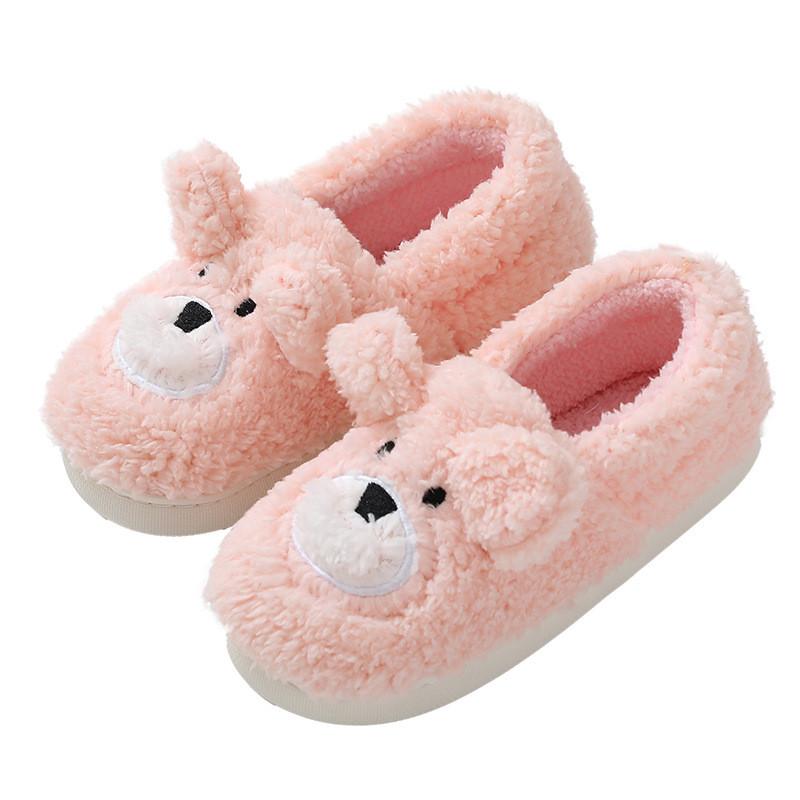 Winter Plush Slippers For Women And Men With Nonslip Sole And Bear Print Design For Home Comfort