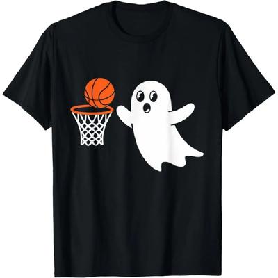 Ghost Playing Basketball Halloween Costume Womens Mens Boys T-Shirt Unisex Summer Streetwear Tops Funny Shirt Ropa Hombre