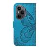 For Honor 400 Pro 5G (Global) Case Butterfly Pattern PU Leather Folio Flip Phone Cover -  Blue