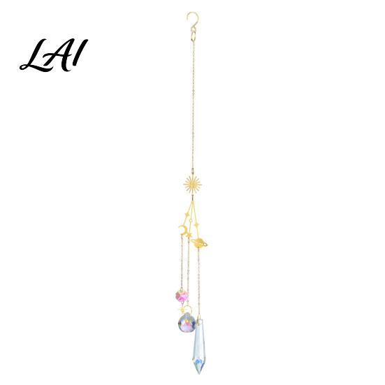 Artistic Patio Accents Crystal Suncatcher Rainbow Maker Prism Hanging Wind Chime Pendant Outdoor Courtyard Decoration for Window Balcony,