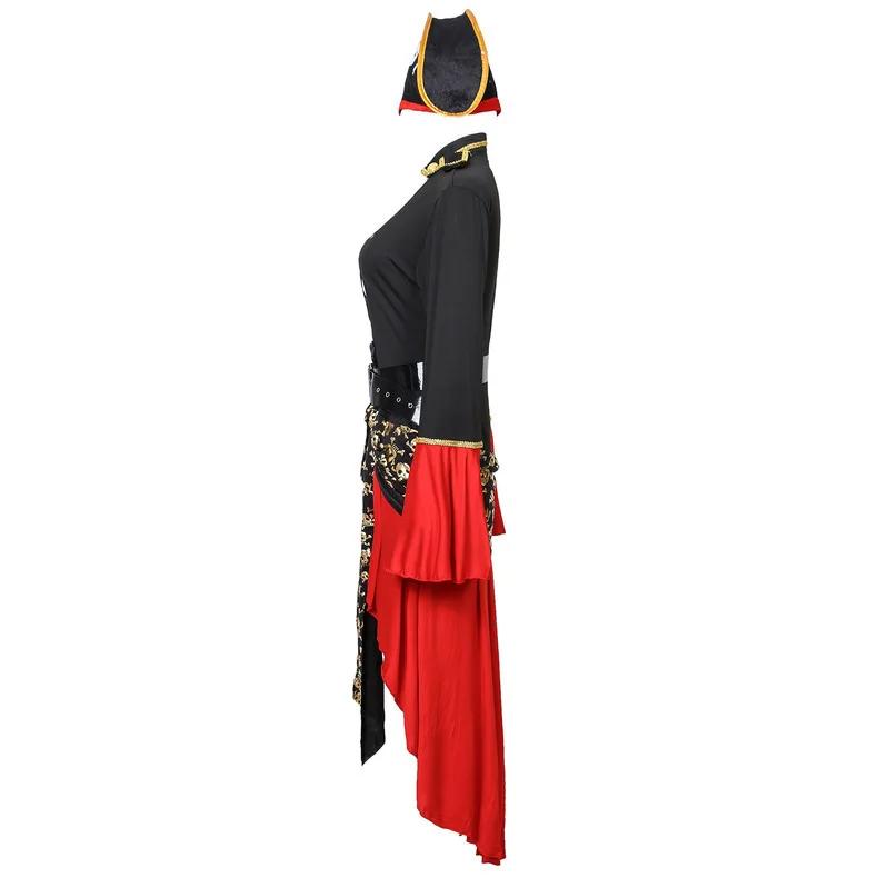 Weibliches Karibik-Piratenkapitän-Cosplay-Kostüm Halloween-Anzug Gotischer Jack-Frauen-Faschingskostüm Rollenspiel Cosplay-Anzug Fancy