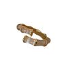 BBK 925 Sterling Silver Bamboo Zircon Open Ring - Women's Fashion Statement Korean Style