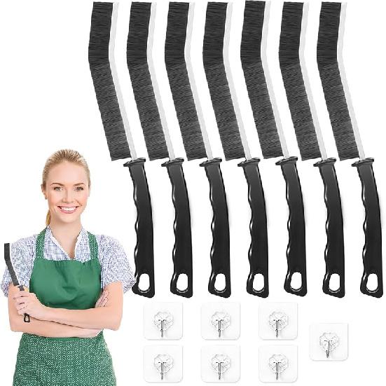 Crevice Cleaning Brush,8 Pcs Cleaning Supplies,Hard Bristle Crevice Cleaning Brush,Crevice Cleaning Brushes for Household Use Bathroom Tiles Kitchen Black02