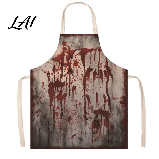 Spooky Kitchen Decor Halloween Butcher Apron with Realistic Blood Stain Washable Protective Work Apron Cosplay Devil Outfit Horror Costume Prop for
