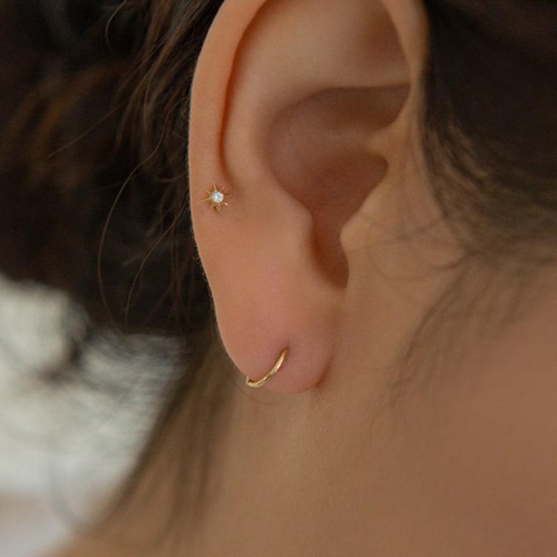 LUNNE 14k Cubic Zirconia Piercing Earrings (14k Gold) S11