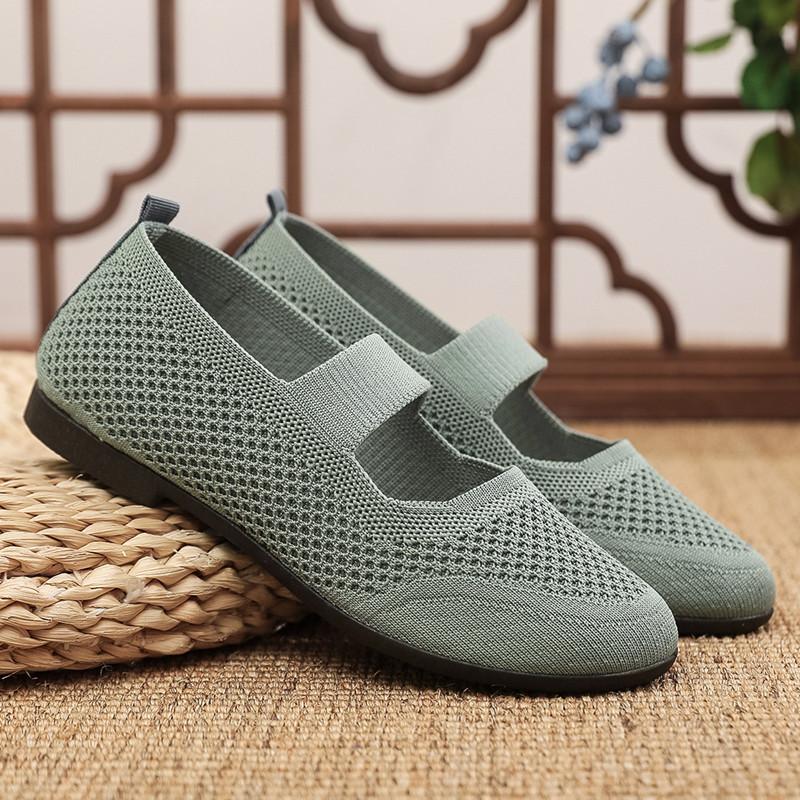 Cloth Shoes Women's Summer New Fly-woven Mesh Breathable Women's Shoes Soft-soled Medium Mother Shoes