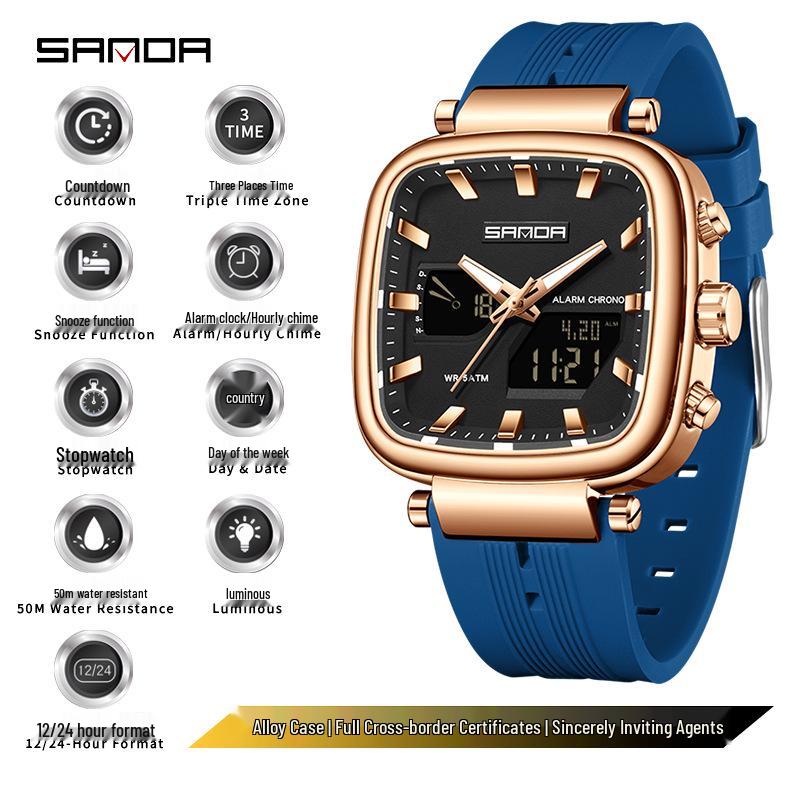 

SANDA Men s Multifunctional Waterproof Stopwatch Countdown Watch
