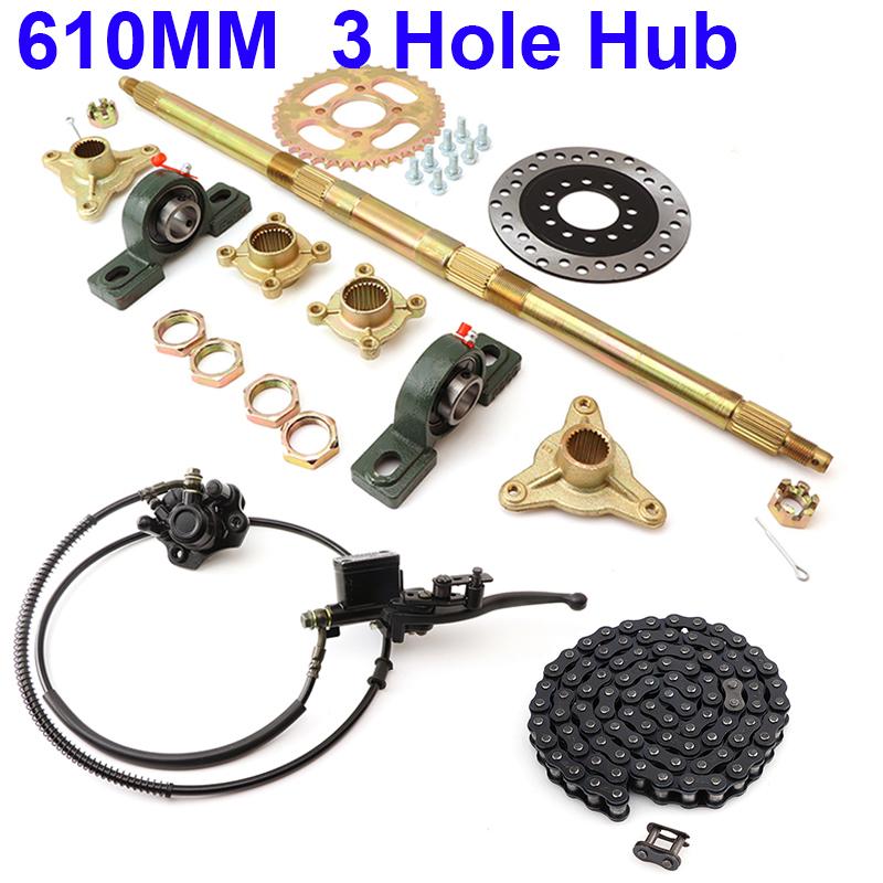 

Complete ATV rear axle 78MM*3 stud hub with Hydraulic Disc Brakes kit for 110cc 125cc 150cc Quad Dirt Bike UTV Buggy Accessories срібний