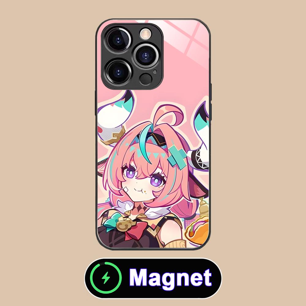 Game GI Varesa Glass MagSafe Mobile Phone Case for iPhone 17 16 15 14 13 12 11 Air Pro Max Plus Mini Colorful Cover