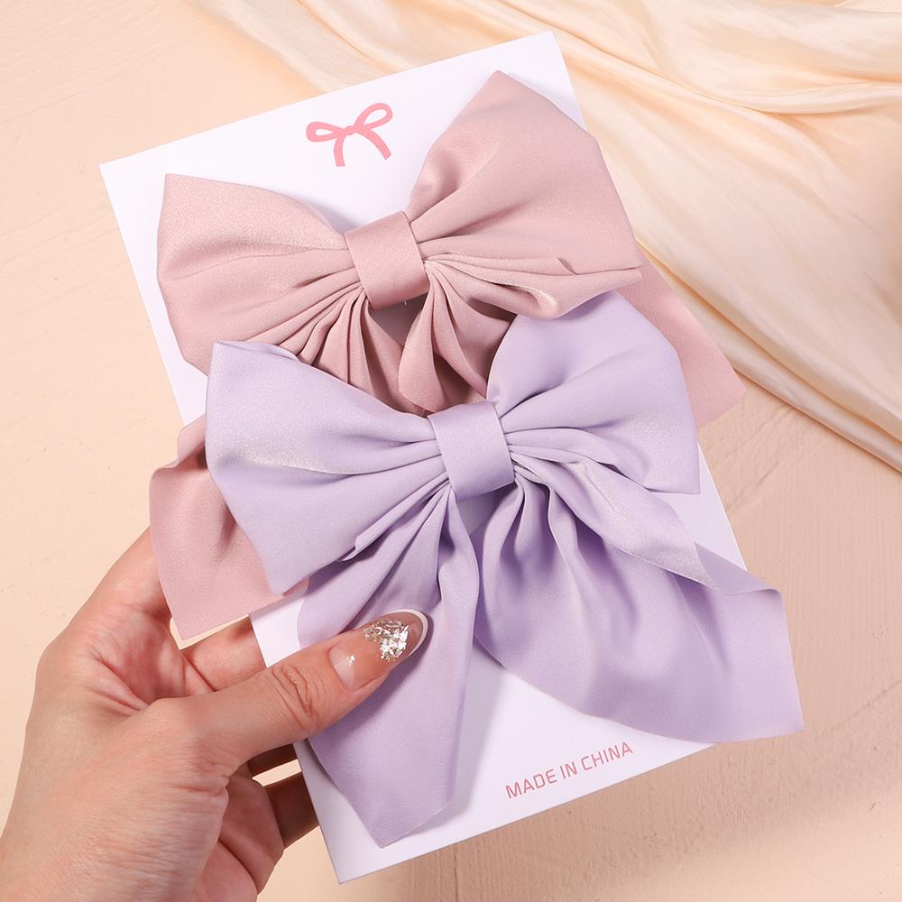 2Pcs/set Sweet Solid Bowknot Hair Clips for Women Girls Print Bows Hairpins Barrettes Duckbill Clip Headwear Hair Accessories