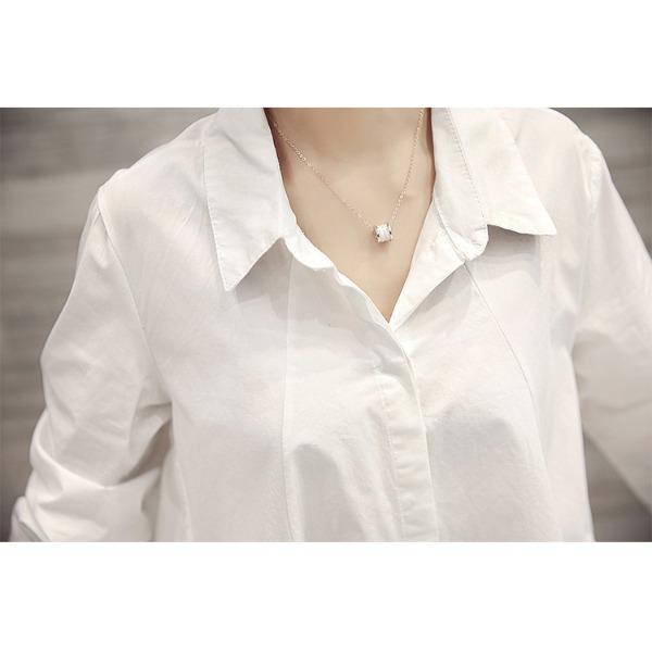 Women's Long White Shirt Spring/Autumn New Korean Large Loose Long Sleeve Shirt
