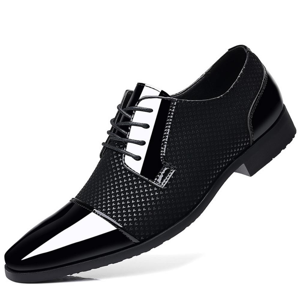 Mens Leather Shoes New Business Casual Formal Breathable British Korean Style Pointed Toe Groom Wedding Shoes