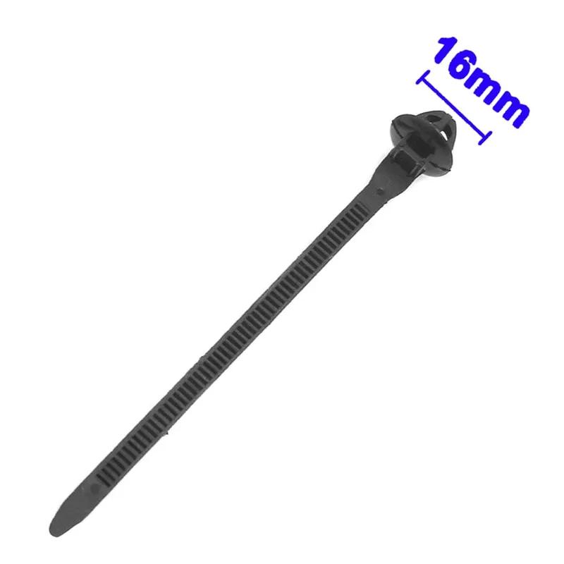 50x Schwarze Anhänger-Kabelbinder mit Klettverschluss, Drucknieten, Clips mit Verriegelungstyp, Bindeblech, Nylon-Kabelbinder, Auto-Befestigungsbinder, Universalklemmen