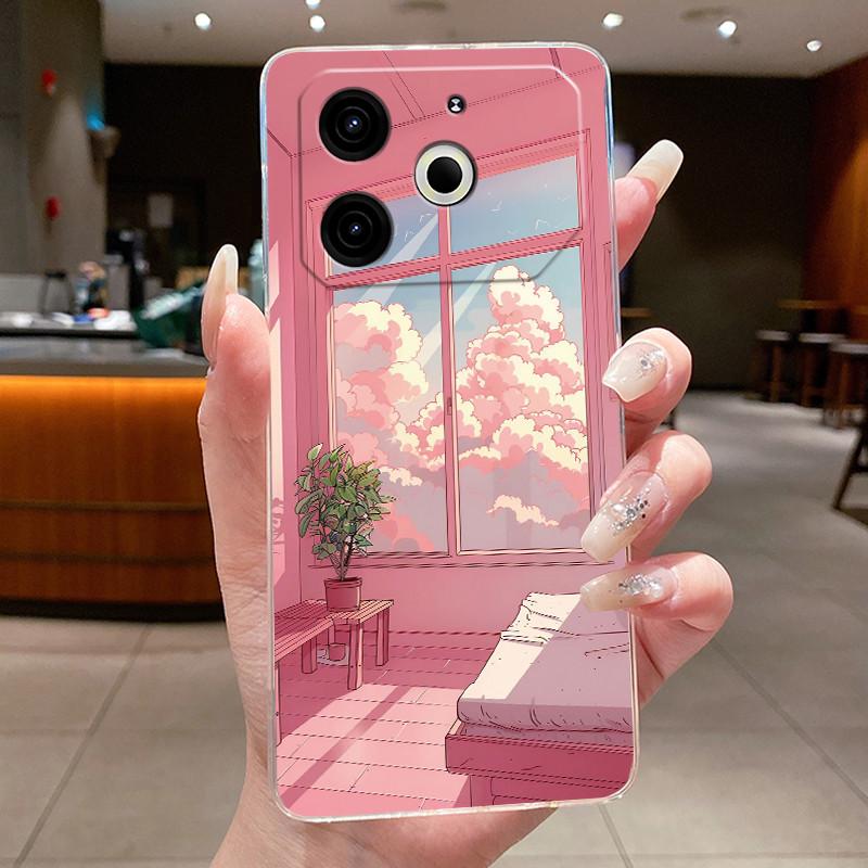 TPU Transparent Case For Tecno Pova 6 Neo Beautiful Bright Back Cover Stylish Viral Shockproof Soft Casing Butterfly Pattern