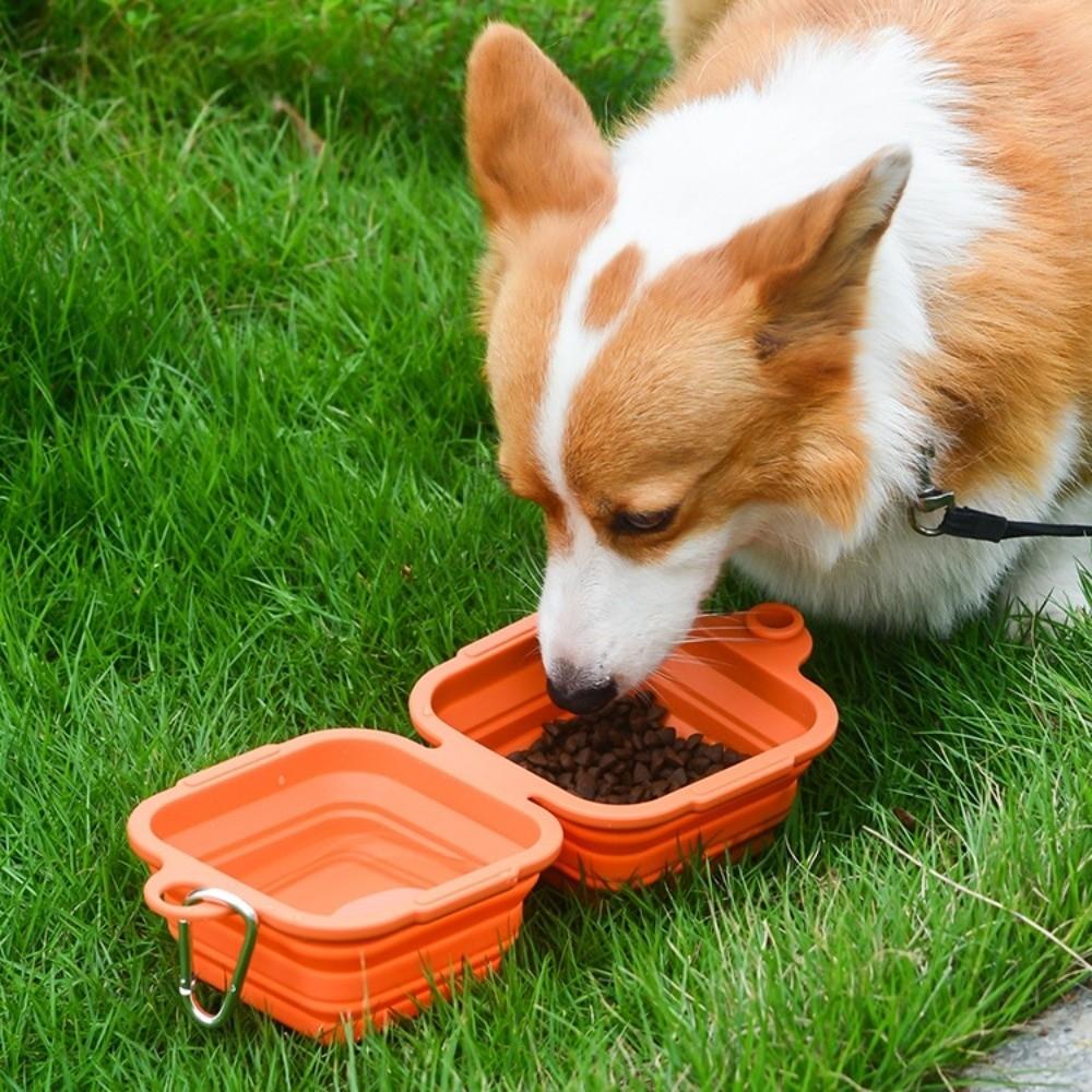 Hanging Foldable Dog Dish Portable Pet Food Water Feeding Tray Cat and Dog Use