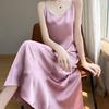 Light Luxury High-end Style Printed Satin Suspender Dress Women's New Temperament New Chinese Acetic Acid Dress