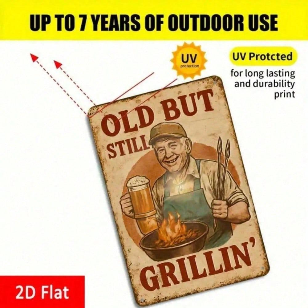 Vintage Rustic BBQ Tin Sign 8x12 Inch Retro Metal Wall Decor Patio Grill Retirement Gift For Men