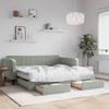 Extendable Daybed with Drawers Light Grey 90x190 Cm Velvet