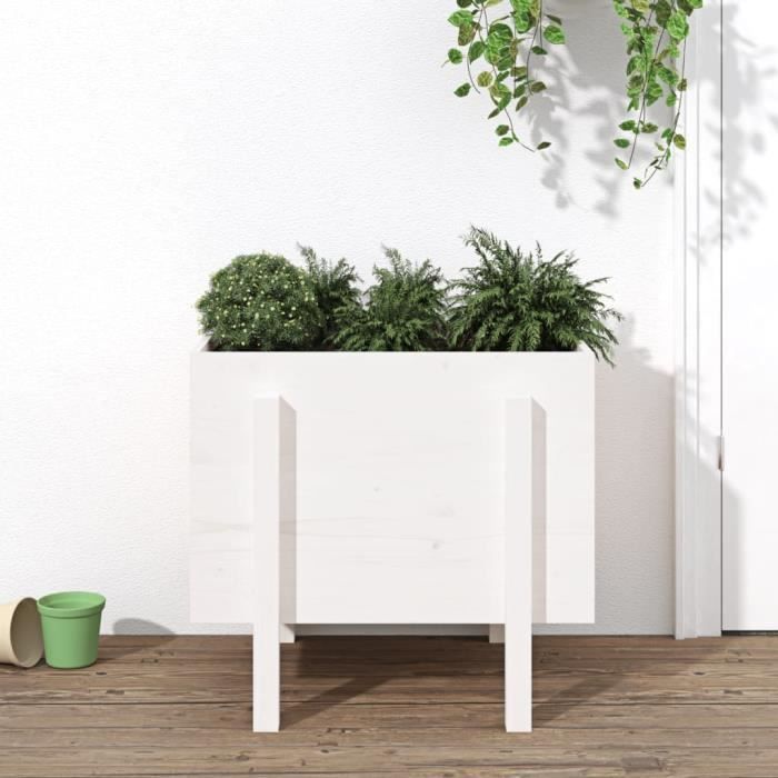 VidaXL Jardinière blanc 62x50x57 cm bois massif de pin 825206