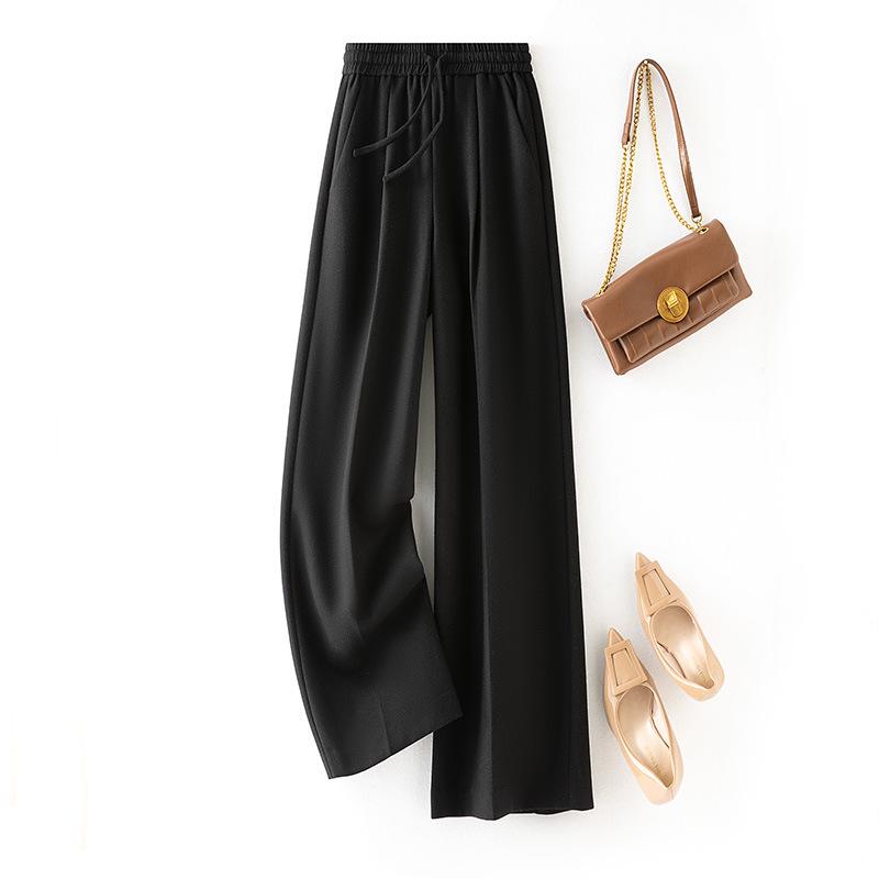 

Oatmeal Tencel Wool High-Waisted Wide-Leg Pants for Women 29