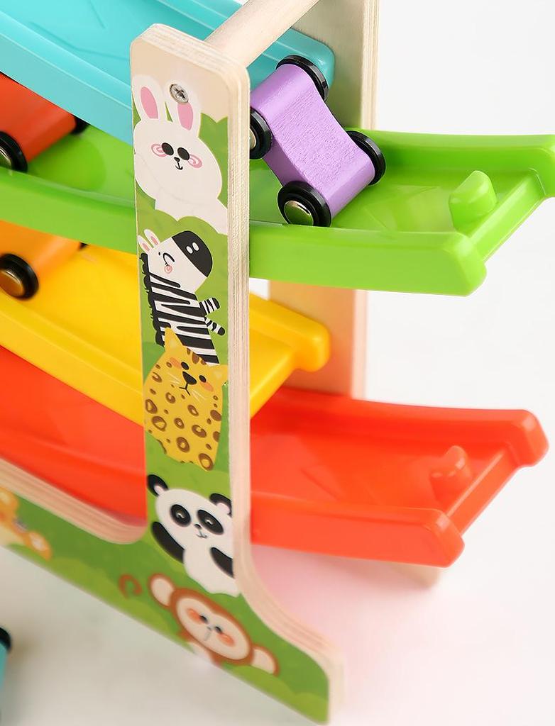 Holz Trägheitsgleiter Auto Bahn & Parkplatz Puzzle Spielzeug für Kinder ab 3 Jahren