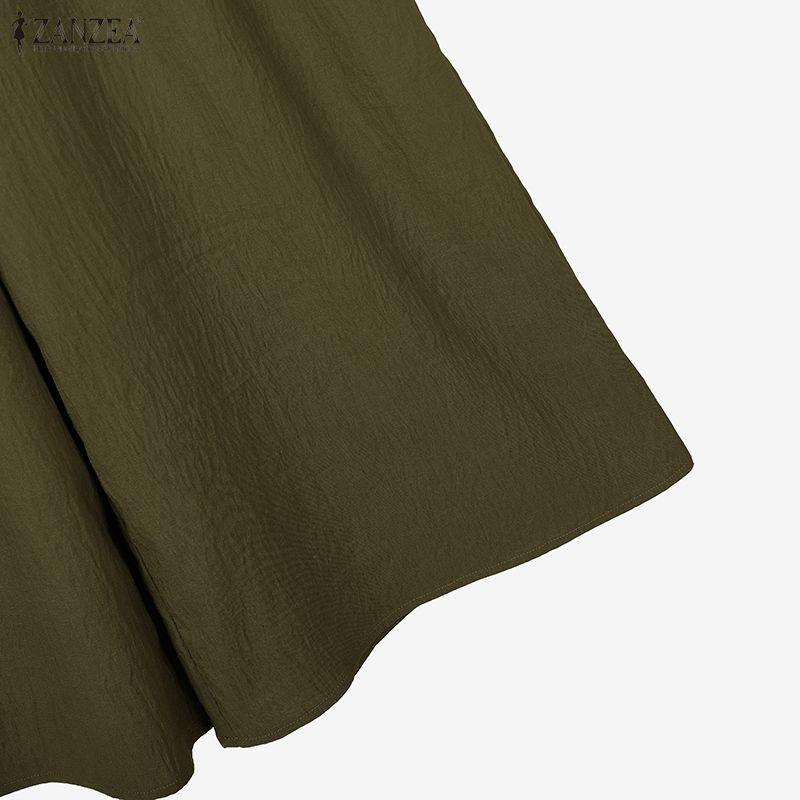 ZANZEA Dámská halenka s dlouhým rukávem a kalhoty se širokými nohavicemi, ležérní dvoudílné soupravy