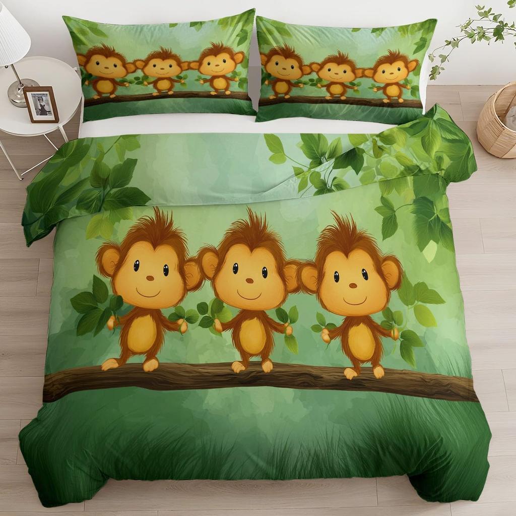 Duvet Cover Set Monkey Printed Duvet Covers Bedding Set For Kids Teenagers Adult Soft Breathable Quilt Cover With Pillowcase