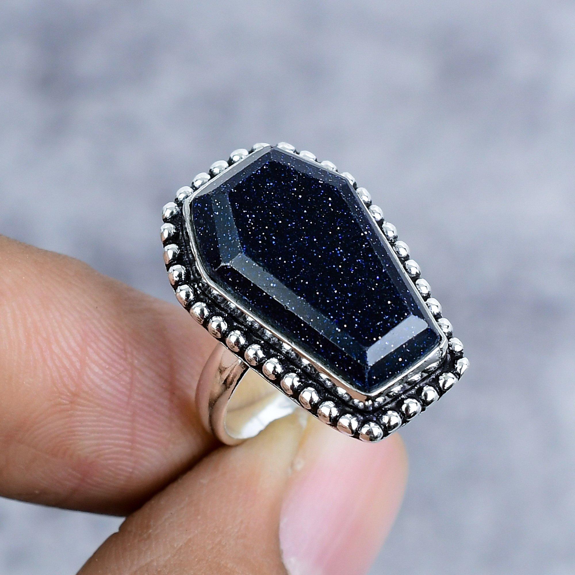 

Purple Sunstone Gemstone Handmade 925 Sterling Silver Jewelry Ring Size 7 M-2577