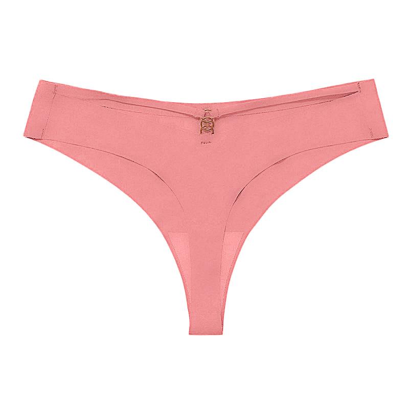Seamless Ice Silk Thong Yoga Underwear, Plus Size, T-Back with Metal Ring