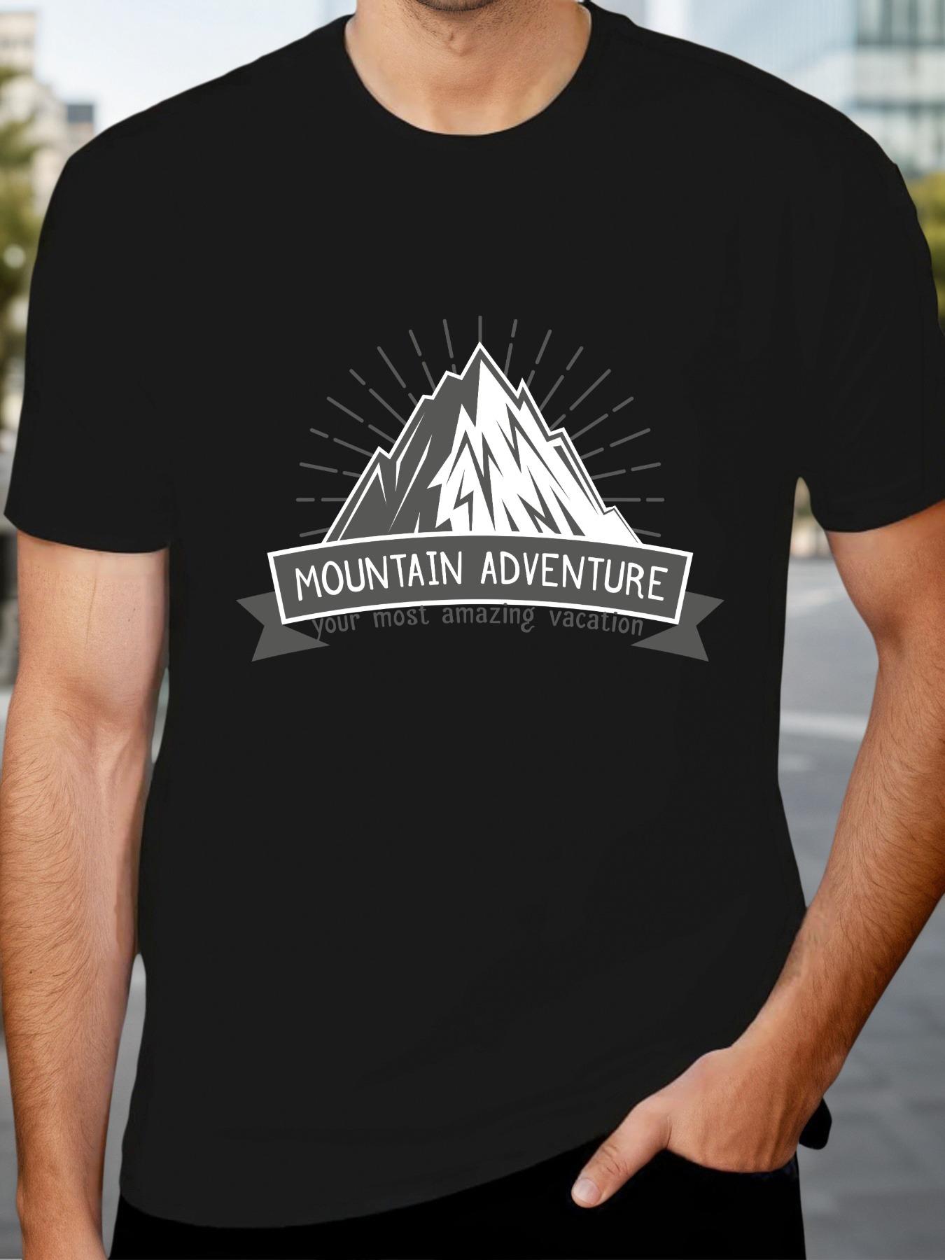 Mountain Adventure Graphic T-shirt - Black Outdoor Hiking Tee for Camping XL