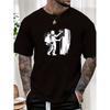 European Sizes Men's Short-Sleeve T-Shirt with Worker Wall Brush Print - Solid Color Round Neck Summer Casual Workwear Tee For, & Casual Attire