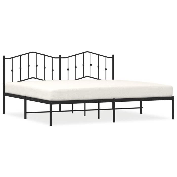 VidaXL Cadre de lit métal avec tête de lit noir 193x203 cm 373795